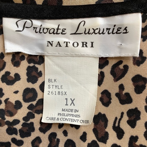 NATORI Private Luxuries Satin Leopard Long Robe & Matching Slip Size 1X - Picture 12 of 16